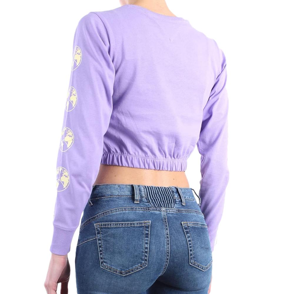 T-Shirt Manches longues Violet Femme Tommy Hilfiger Crop Elastic vue 2