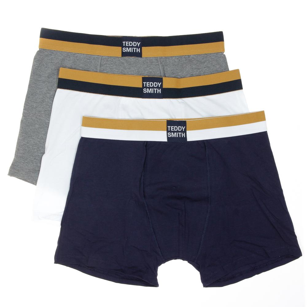 Lote de 3 calzoncillos bóxer Teddy Smith azul marino/blanco/gris para hombre 1TS/52/9 barato