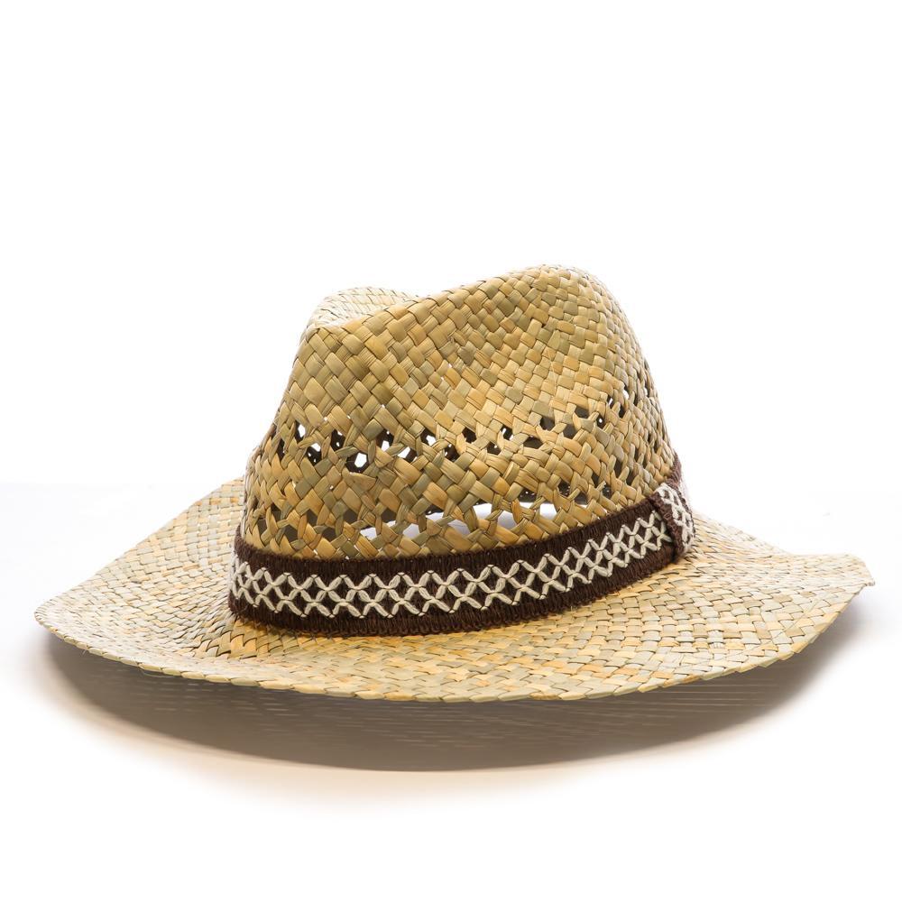 Chapeaux de Paille Mixte Via Lorenzo Fedora Naturel pas cher