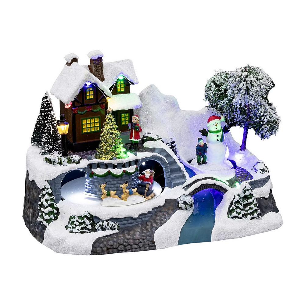 Le manoir du Père Noël avec traineau et bonhomme de neige Atmosphera pas cher