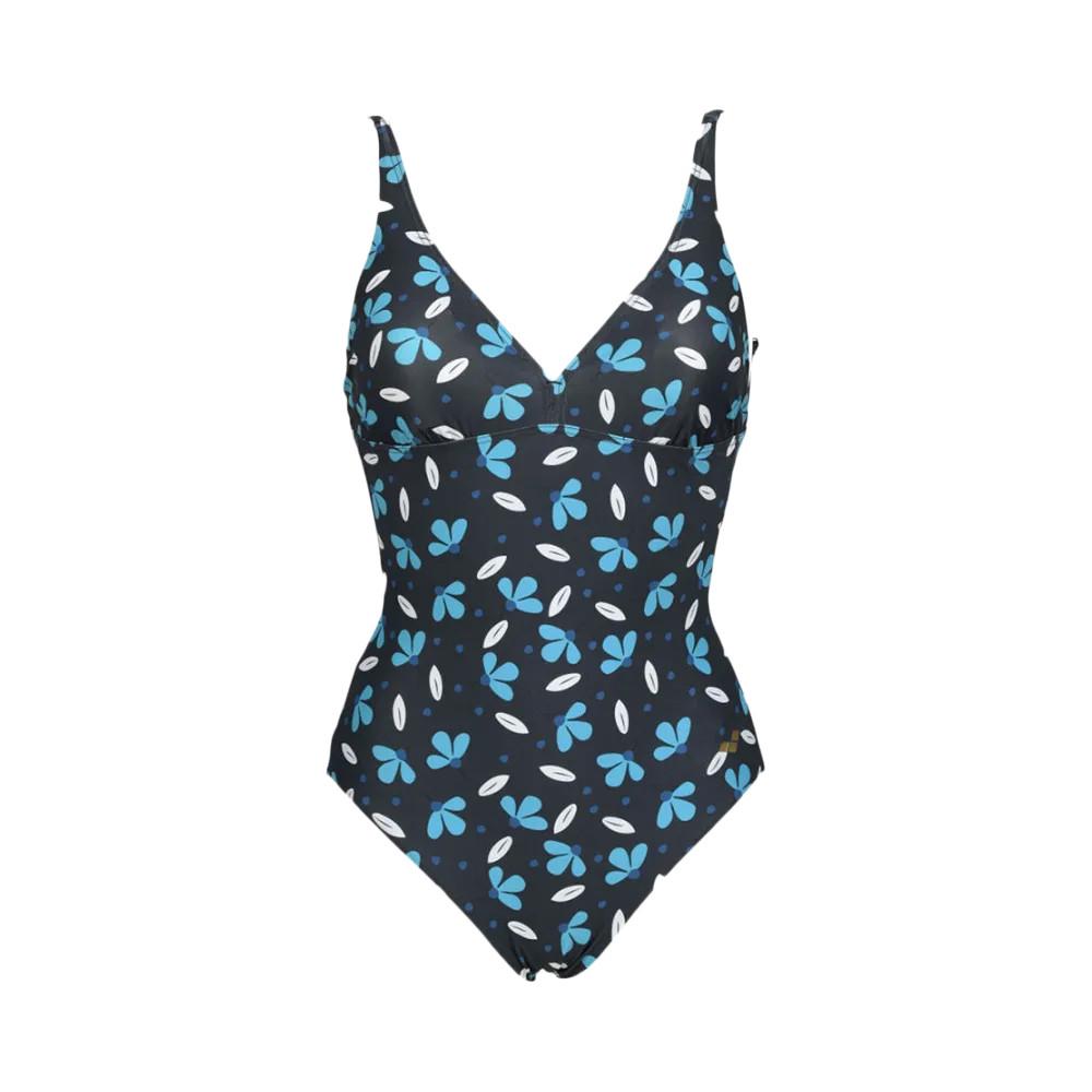 Maillot de bain 1 pièce Noir/Bleu Femme Arena Allover pas cher