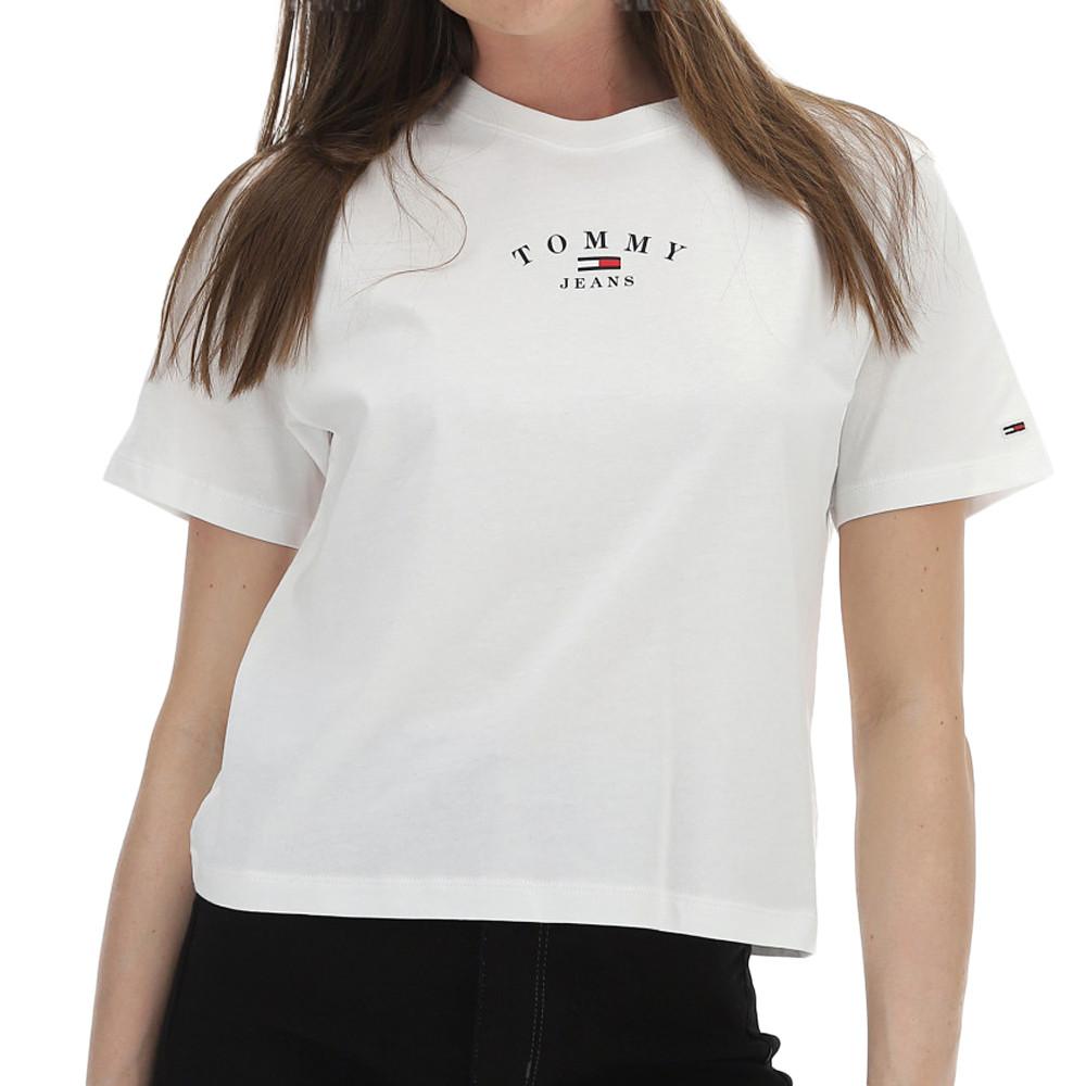 T-Shirt Crop Top Blanc Femme Tommy Hilfiger Classic Essential pas cher