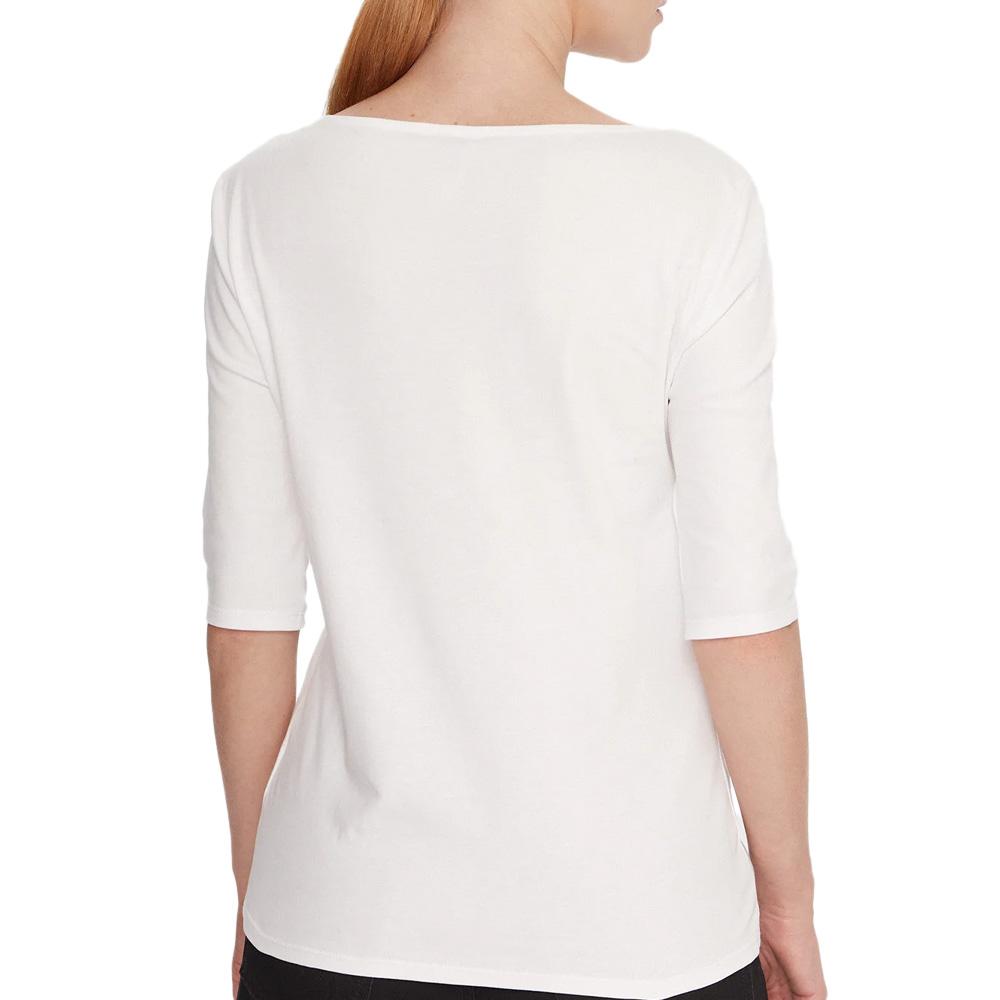 T-Shirt Blanc Femme Calvin Klein Jeans Half Supima Boat vue 2