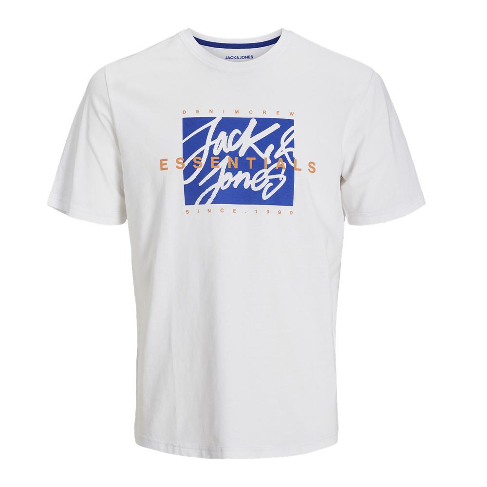 T-shirt Blanc/Bleu/Orange Homme Jack & Jones Colton pas cher