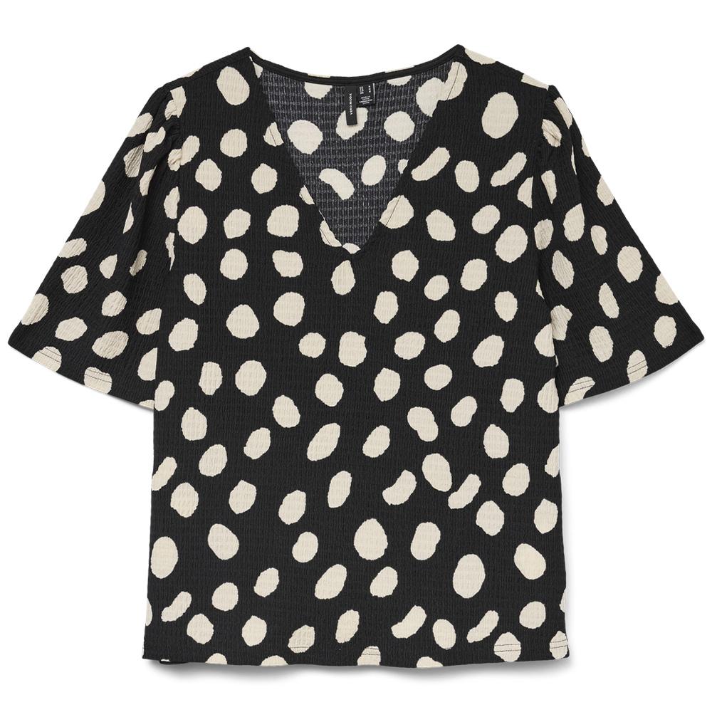 T-Shirt Noir/Beige Femme Vero Moda Friga pas cher