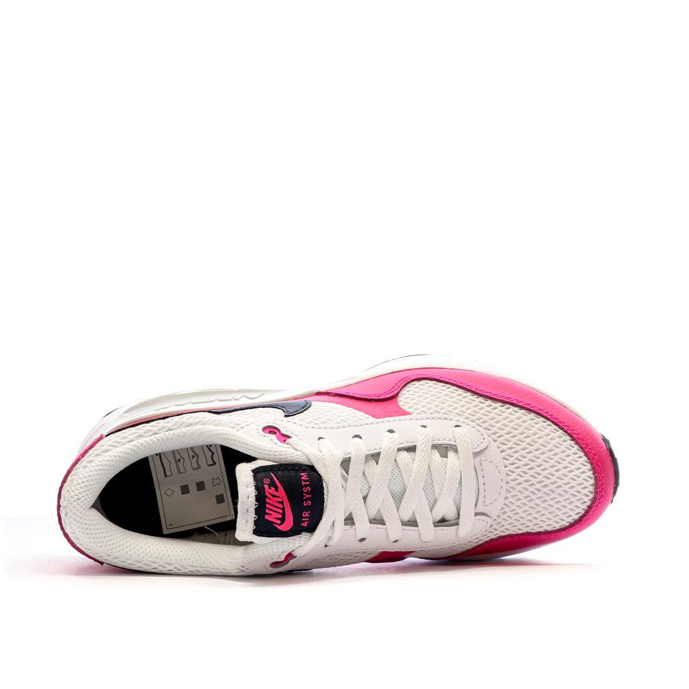Baskets Blanc/Rose Femme Nike Air Max Systm vue 4