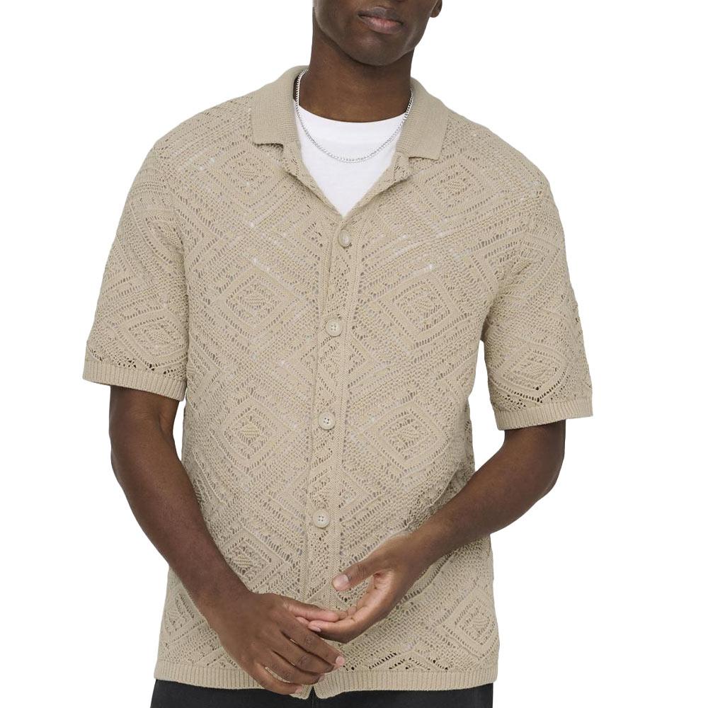 Chemise Crochet Beige Homme Only & Sons Life 5 pas cher