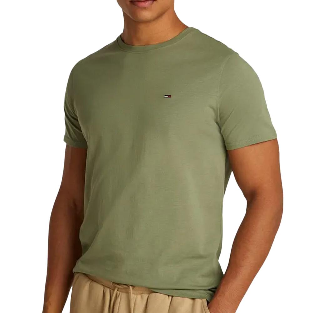 T-Shirt Vert Homme Tommy Hilfiger Slim Jersey pas cher