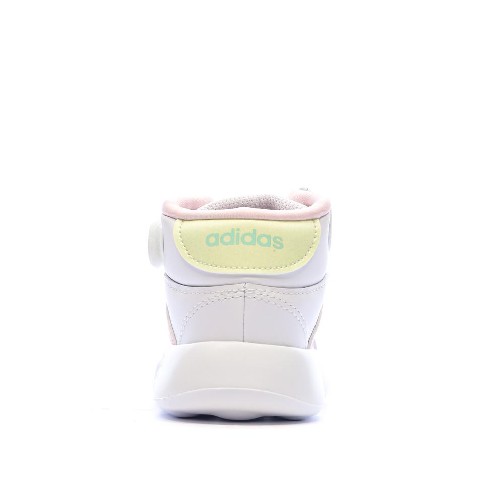 Baskets Blanches/Roses/Turquoises Fille Adidas Grand Court Mid vue 3
