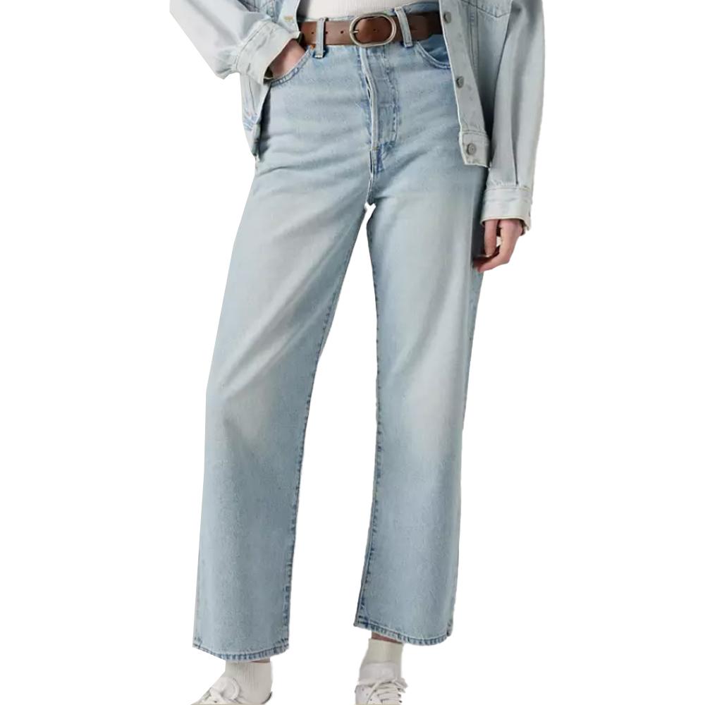 Jean Bleu Clair Femme Levi's Ribcage Straight pas cher