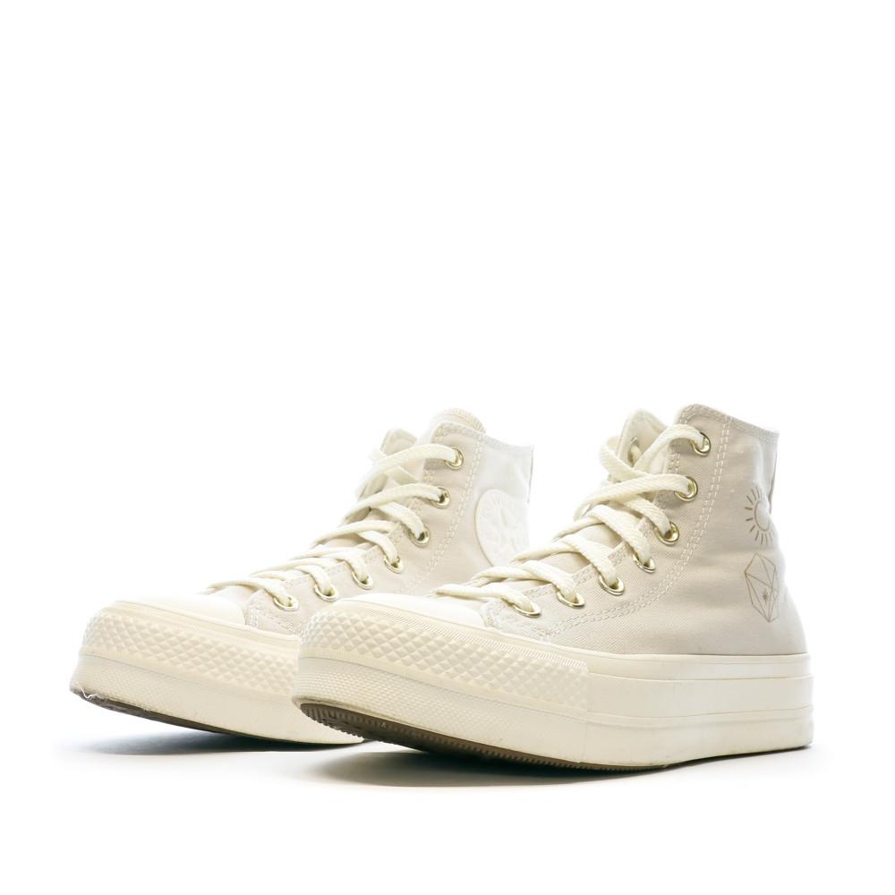 Baskets Beige Femme Converse Chuck Taylor Lift Hi Desert vue 6