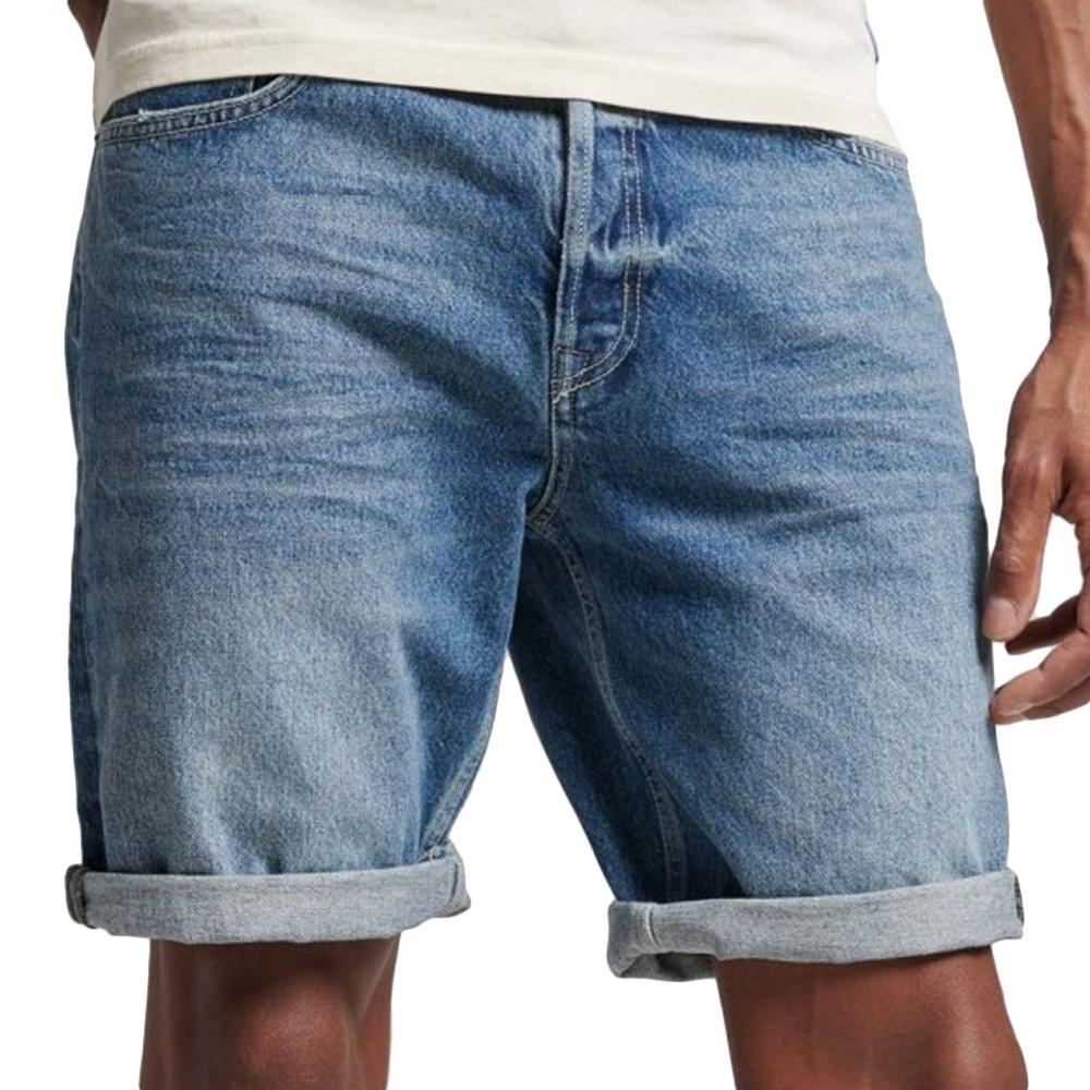 Short en Jean Bleu Homme Superdry Vintage Straight pas cher