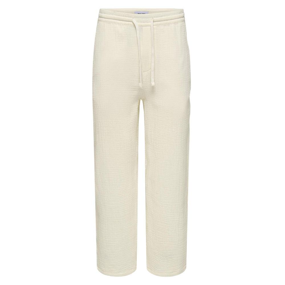 Pantalon Fluide Gaz de coton Écru Homme Only & Sons Onssinus 0158 pas cher