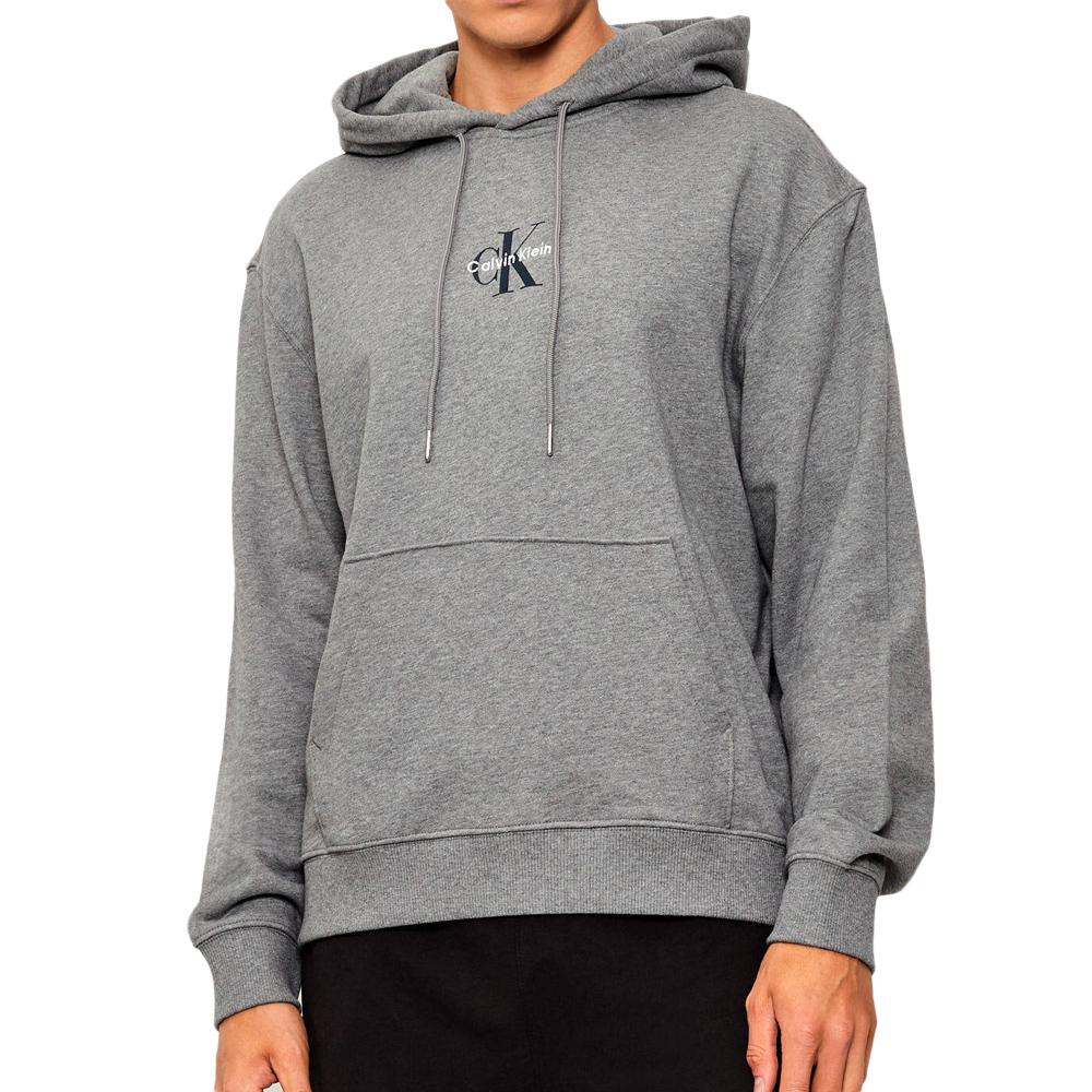 Sweat à Capuche Gris Homme Calvin Klein Jeans 350 Terry Micro pas cher