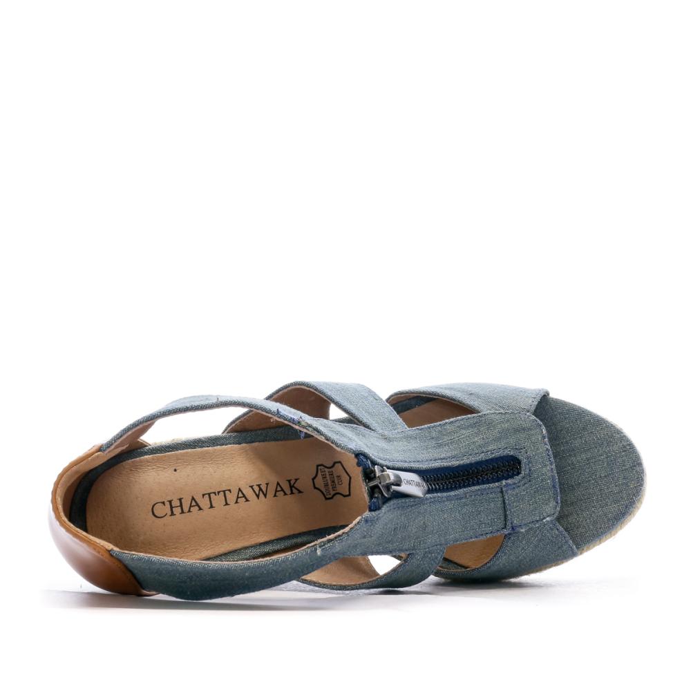 Sandales compensées Bleu Jean Femme Chattawak Debby vue 4