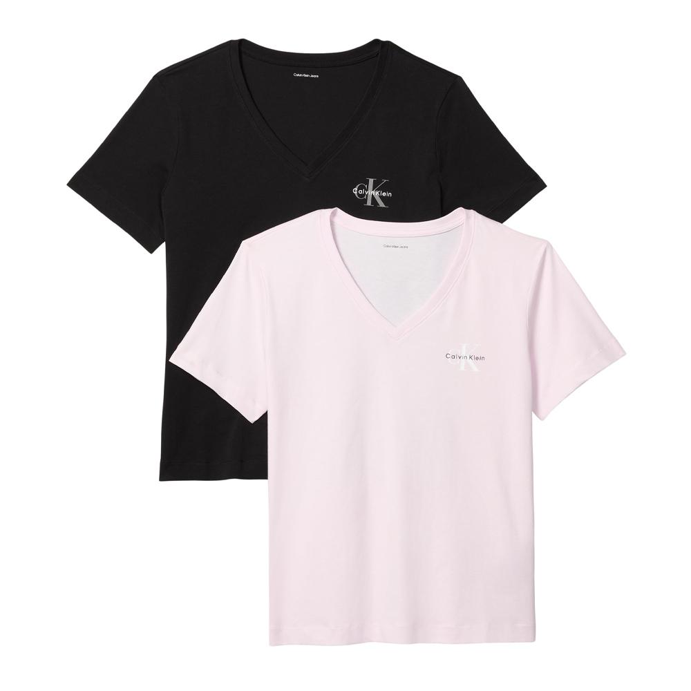 Lot de 2 T-shirts Noir/Rose Calvin Klein Jeans Monologo pas cher