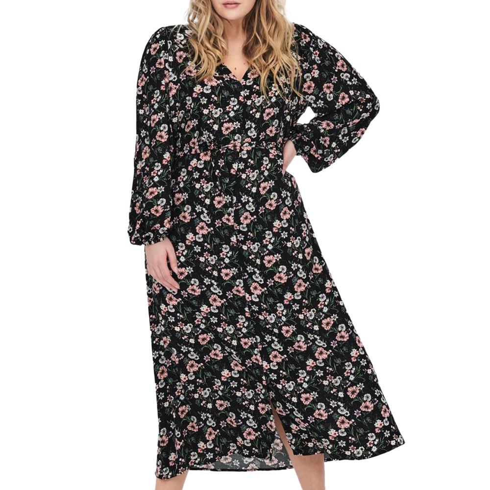 Robe Noir à fleurs Femme Only Carmakoma Zelma pas cher