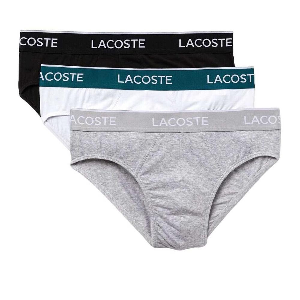X3 Slips Noir/Gris/Blanc Homme Lacoste 8H3472 pas cher