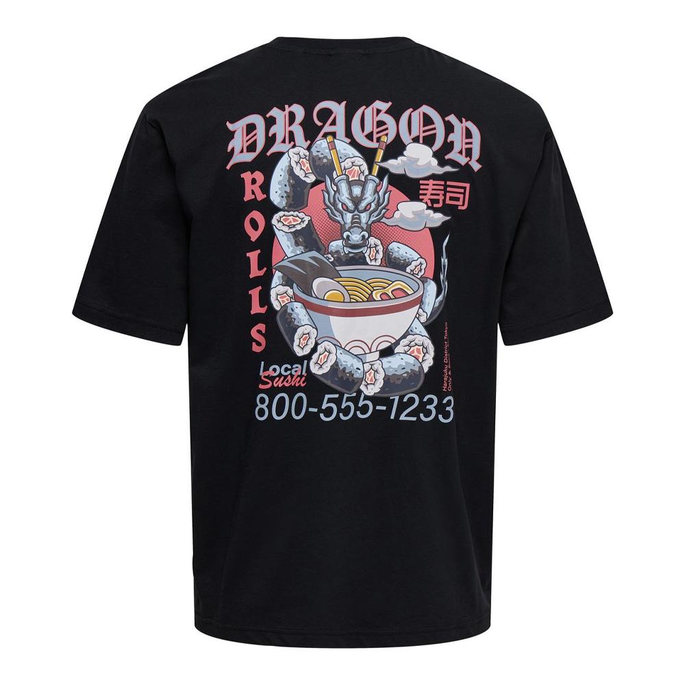 T-Shirt Noir Homme Only & Sons Tristan vue 2