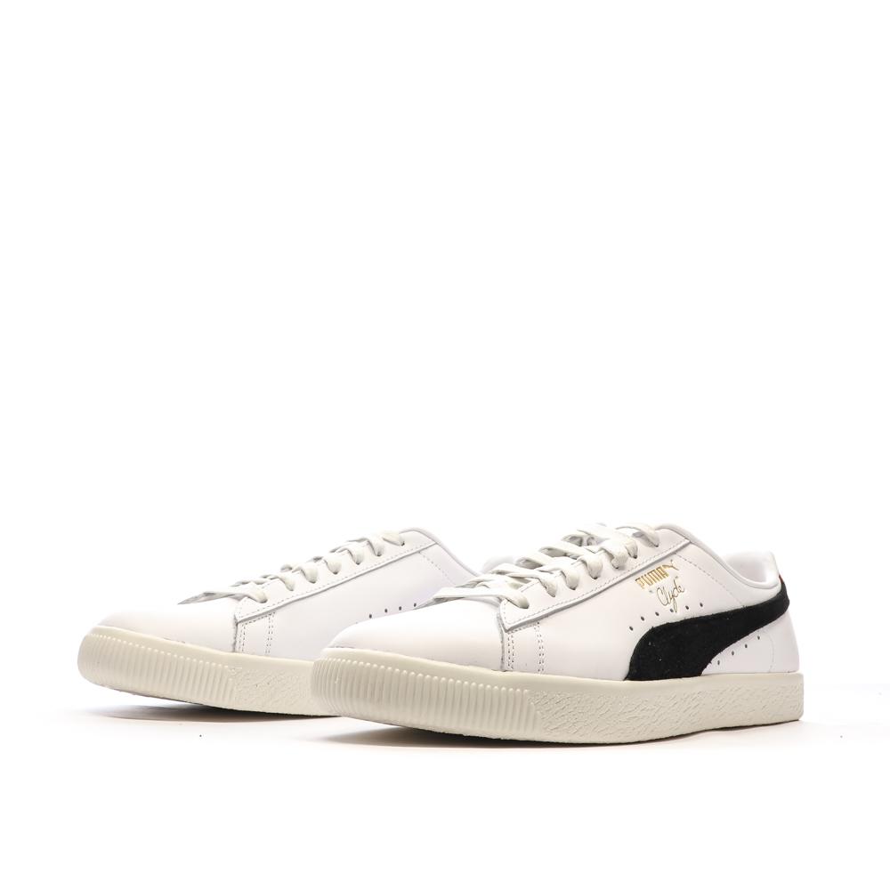 Baskets Blanches/Noires Homme Puma Clyde Base vue 6