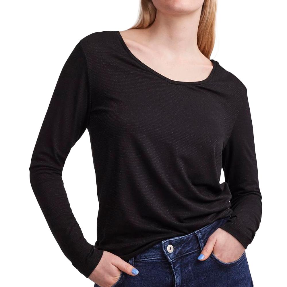 T-Shirt Manches Longues Noir Femme Pieces Billo pas cher