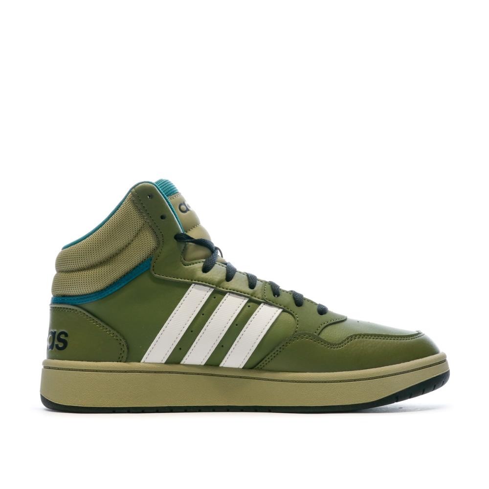Baskets Verte Homme Adidas Hoops 3.0 Mid vue 2