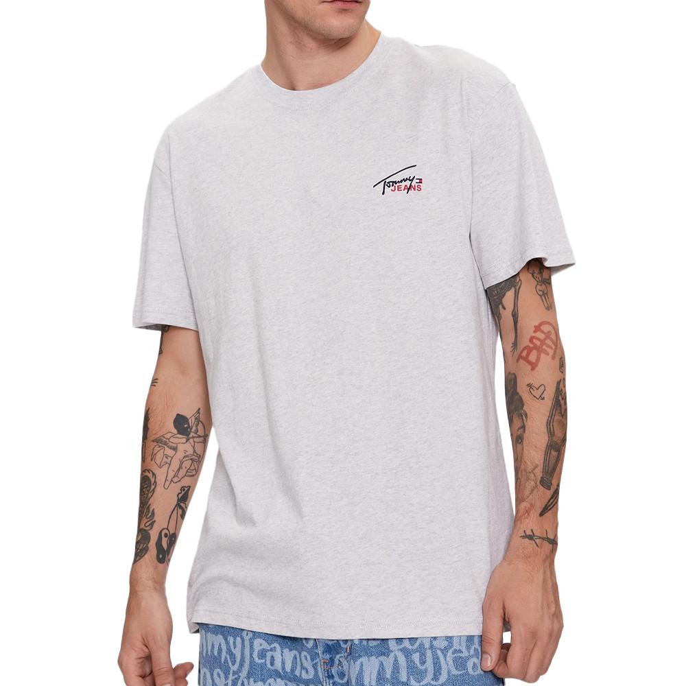 T-shirt Gris Homme Tommy Hilfiger Small Flag pas cher