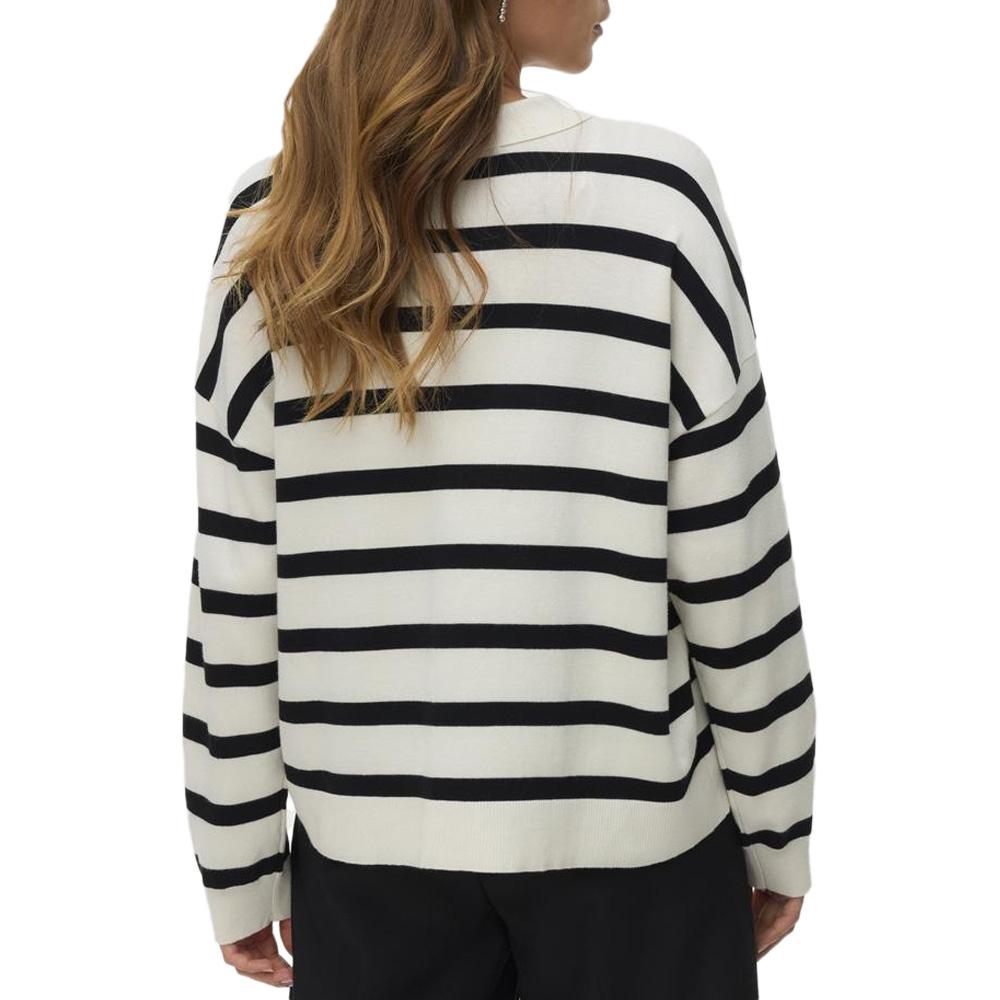 Pull Rayé Écru/Noir Femme Vero Moda Silla vue 2