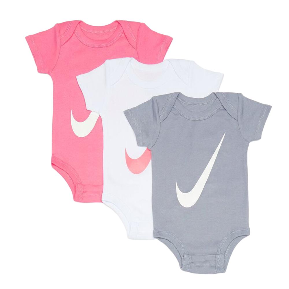 3x Body Blanc/Rose/Gris Fille Nike Swoosh pas cher