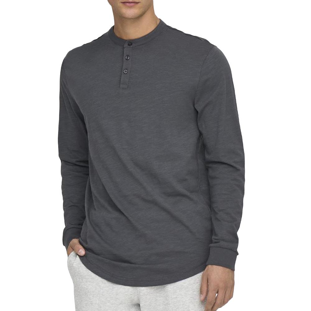 T-Shirt Gris Homme Only & Sons Henley pas cher