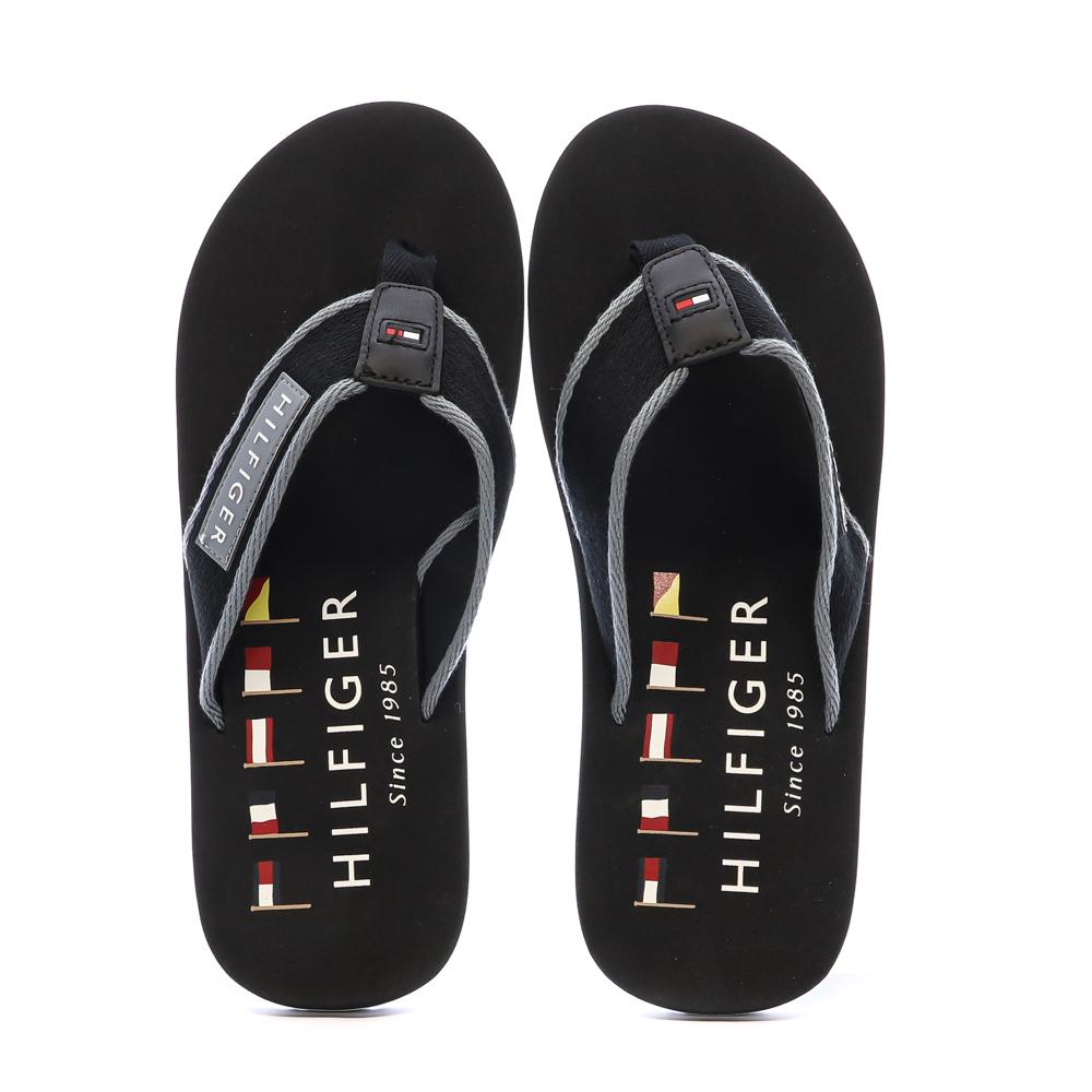 Tongs Noires/Grises Homme Tommy Hilfiger Patch vue 3