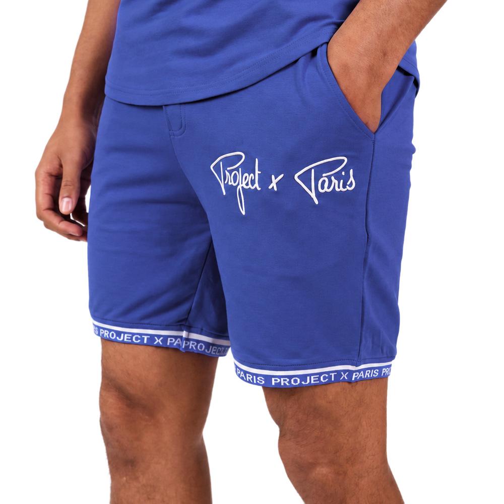 Short Bleu Pétrole/Blanc Homme Project X Paris WW pas cher