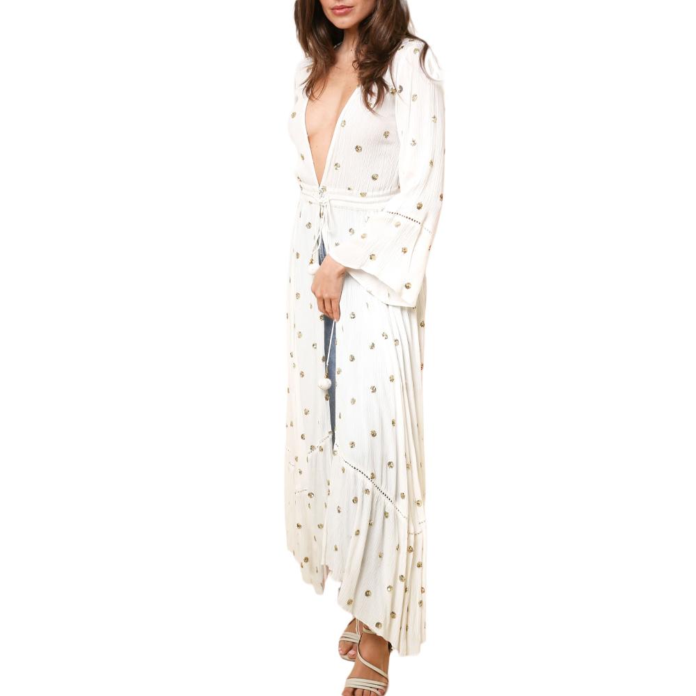 Gilet Long Kimono Blanc Femme Goa Nissa pas cher