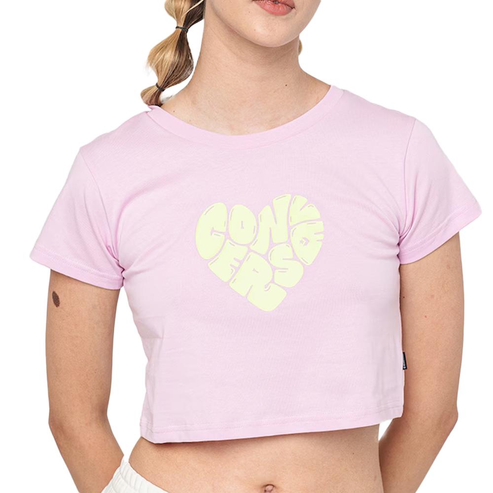 T-shirt Rose/Jaune Femme Converse Heart pas cher