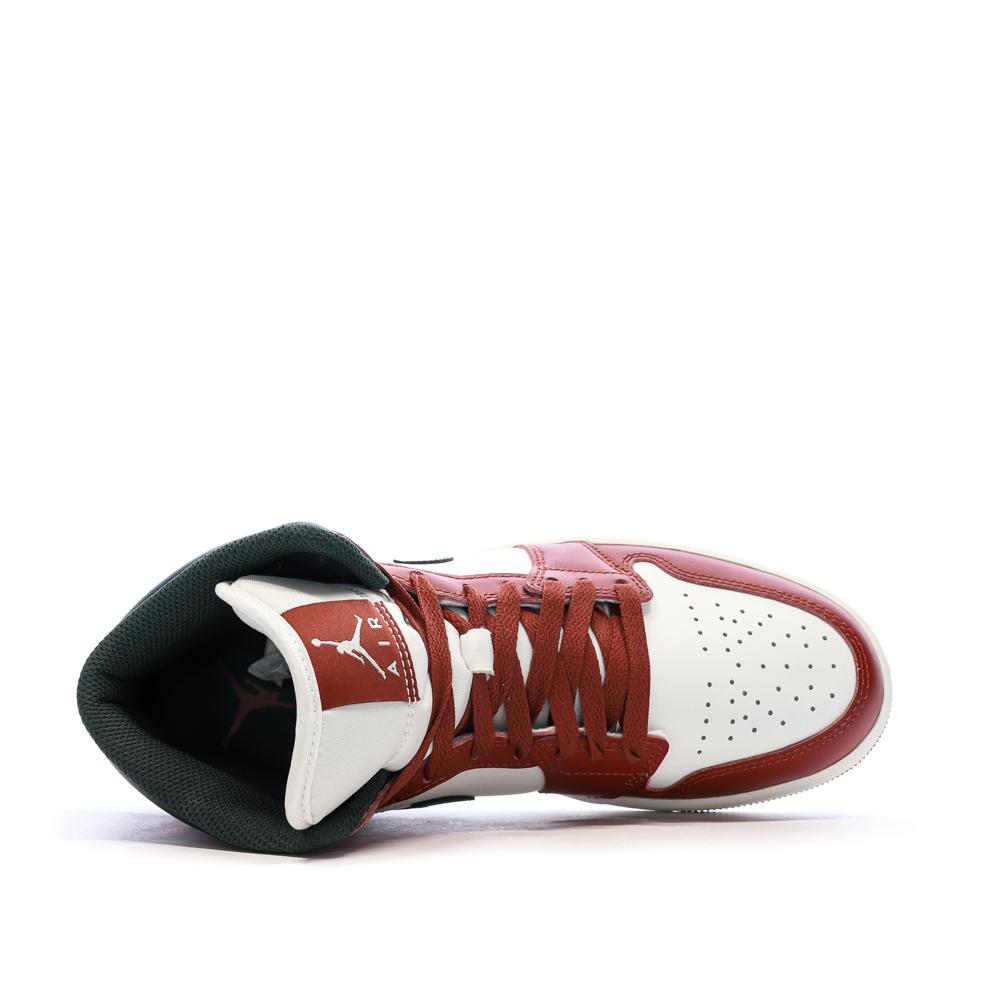 Air Jordan 1 Mid Blanche/Rouge/Noire Homme Nike vue 4