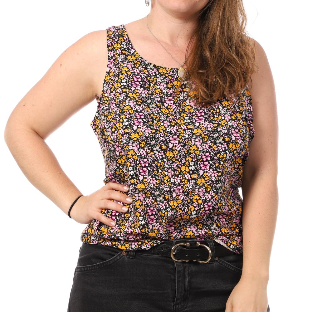 Débardeur Imprimé Noir/Rose Femme Vero Moda CURVE Tigers Eye pas cher