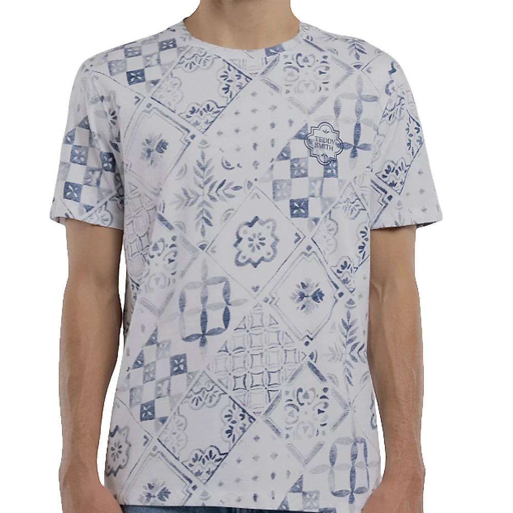 T-Shirt Bleu/Blanc Homme Teddy Smith Tareski pas cher