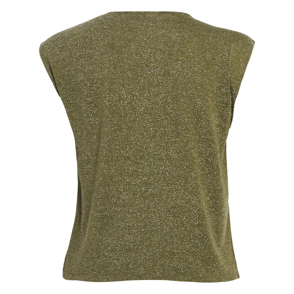 Top pailleté kaki femme VILA neck vue 2