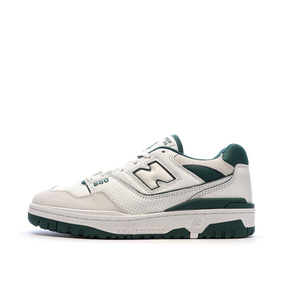 Baskets Blanches/Vertes Homme New Balance BB550 pas cher