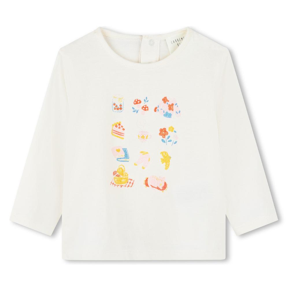T-shirt Ecru Bébé Fille Carrément Beau Y30218 pas cher