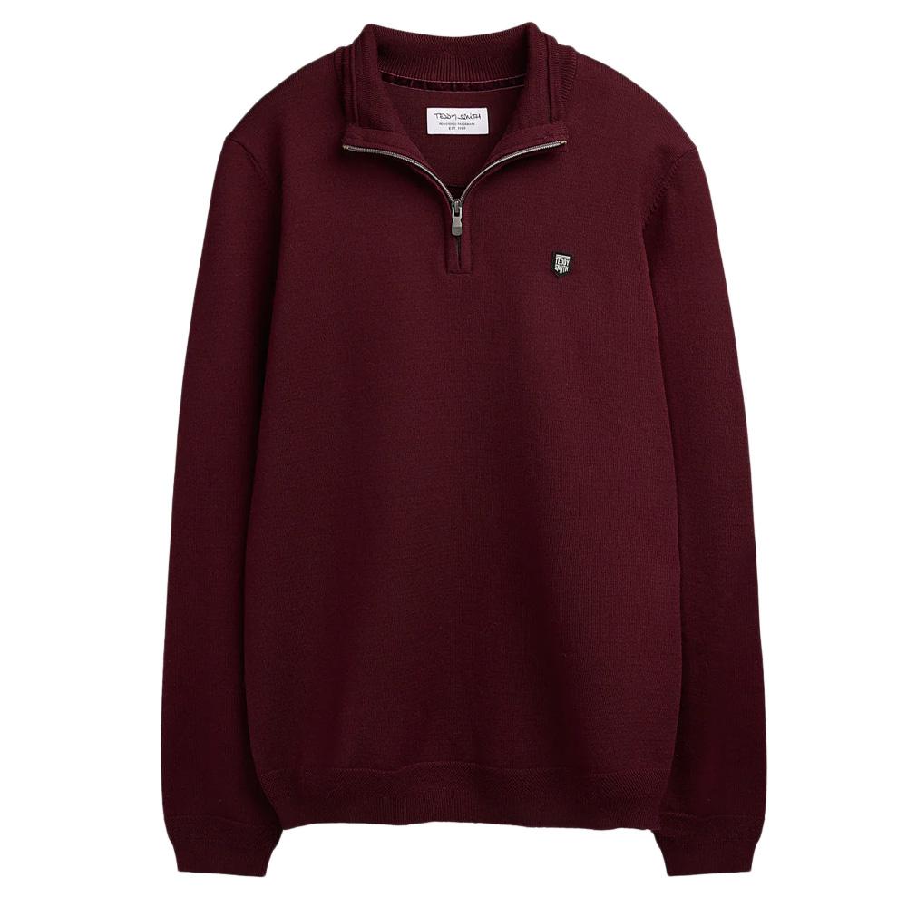 Pull 1/4 Zip Bordeaux Homme Teddy Smith Marty 2 pas cher