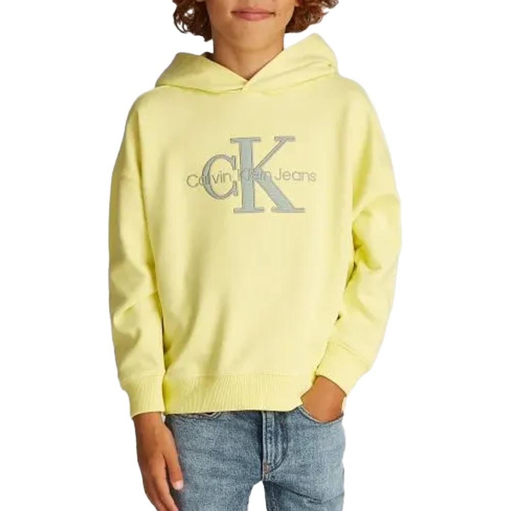 Sweat Jaune Garçon Calvin Klein Jeans Ottoman Mono pas cher