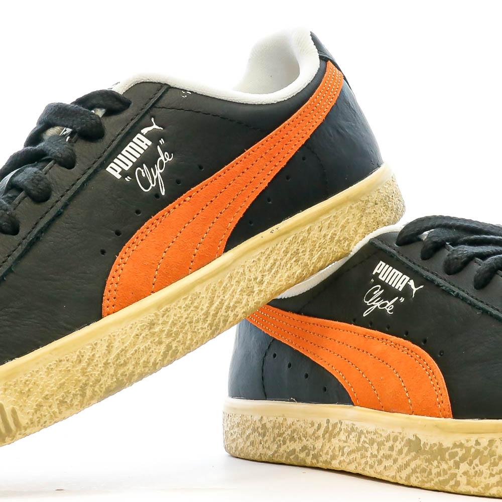 Baskets Noir/Orange Homme Puma Clyde Vintag vue 7