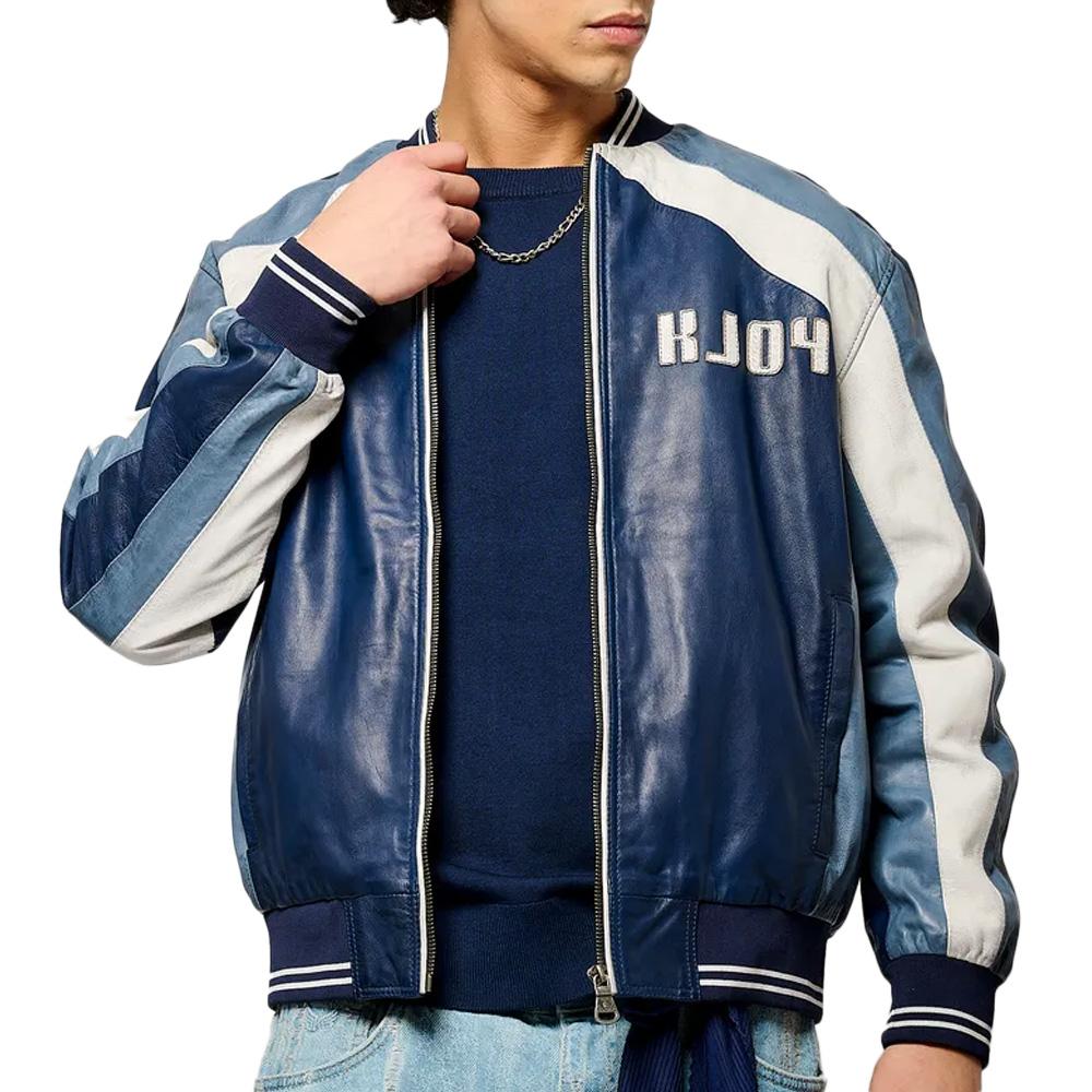 Veste en Cuir Bleu Homme Kaporal Last pas cher