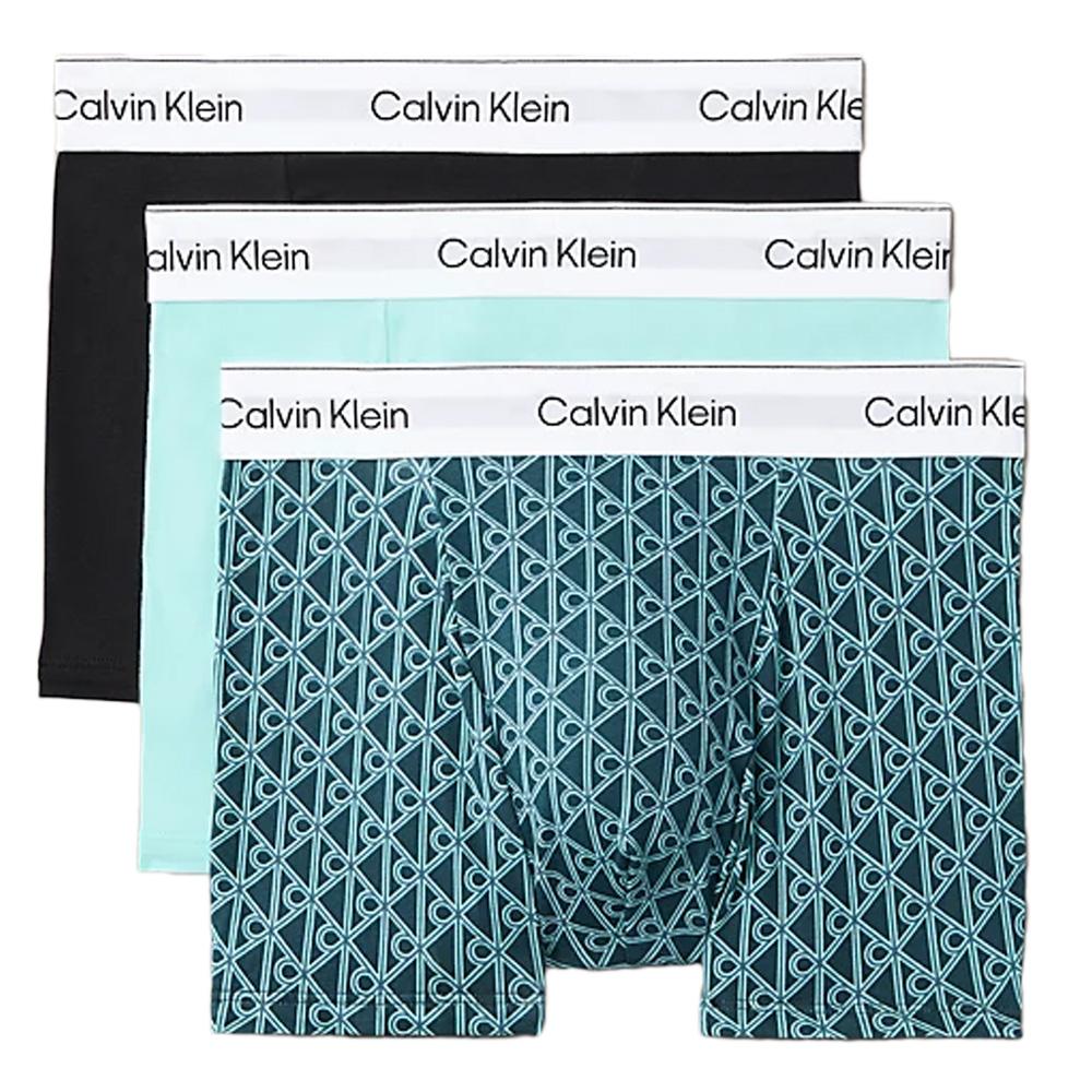 X3 Boxers Noir/Turquoise Homme Calvin Klein Jeans Relaxed Fit Trunk 3p pas cher