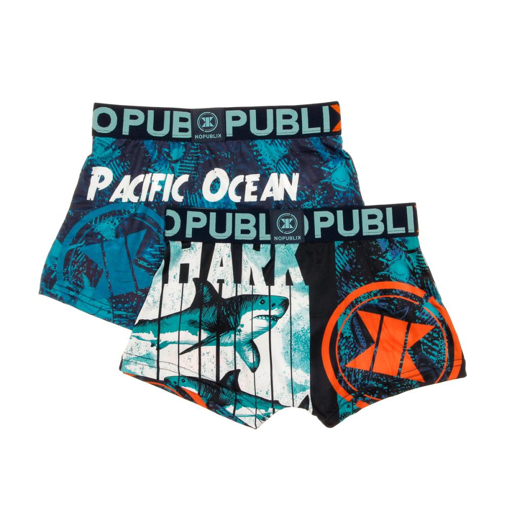 x2 Boxers Bleu Garçon No Publik Shark vue 2