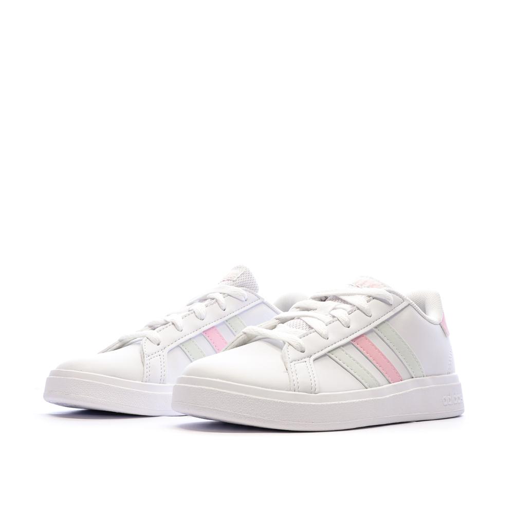 Baskets Blanches/Roses/Vertes Fille Adidas Grand Court 2.0 vue 6