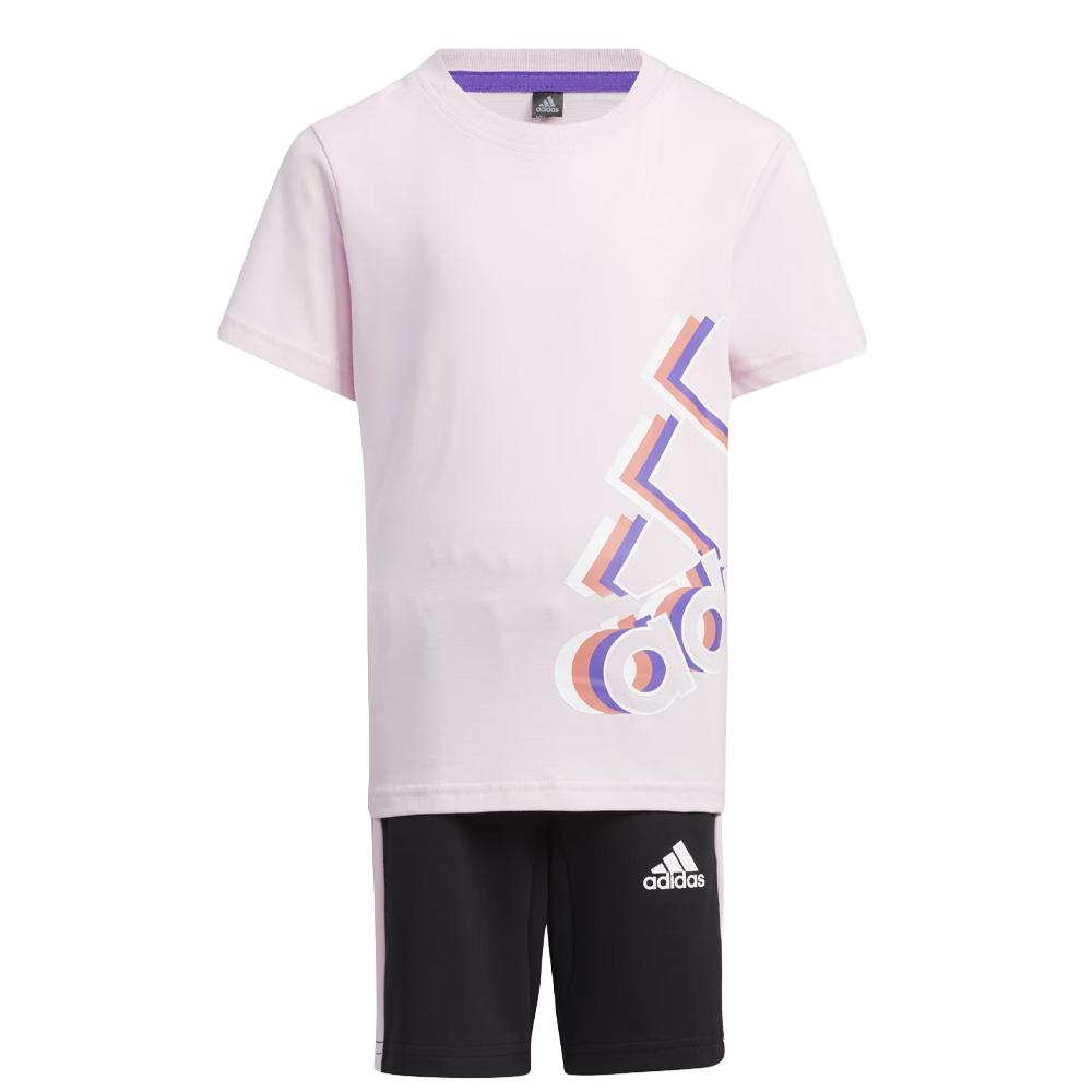 Adidas Logo T-shirt Set for Girls in Pink and Black affordable