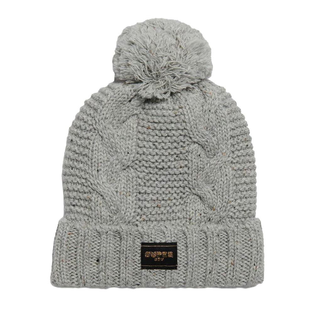 Bonnet Gris Femme Superdry Cable Knit Beanie pas cher