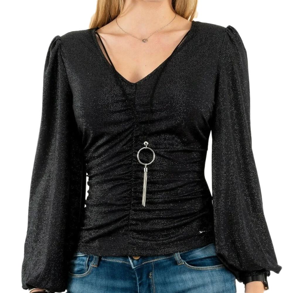 Blouse Noir Brillante Femme Morgan Twilo pas cher